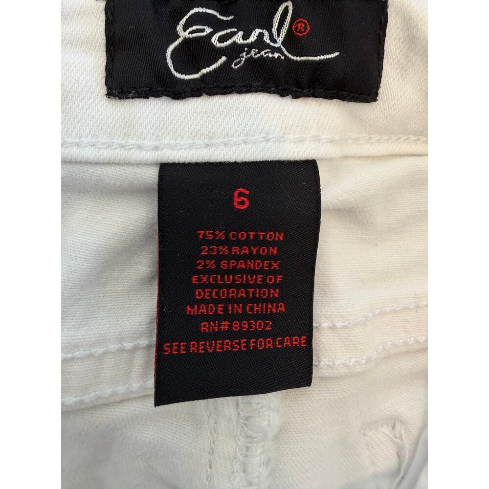 Earl Jean White Embroidered Hem Skinny Ankle Jeans Size 6 - Picture 4 of 8